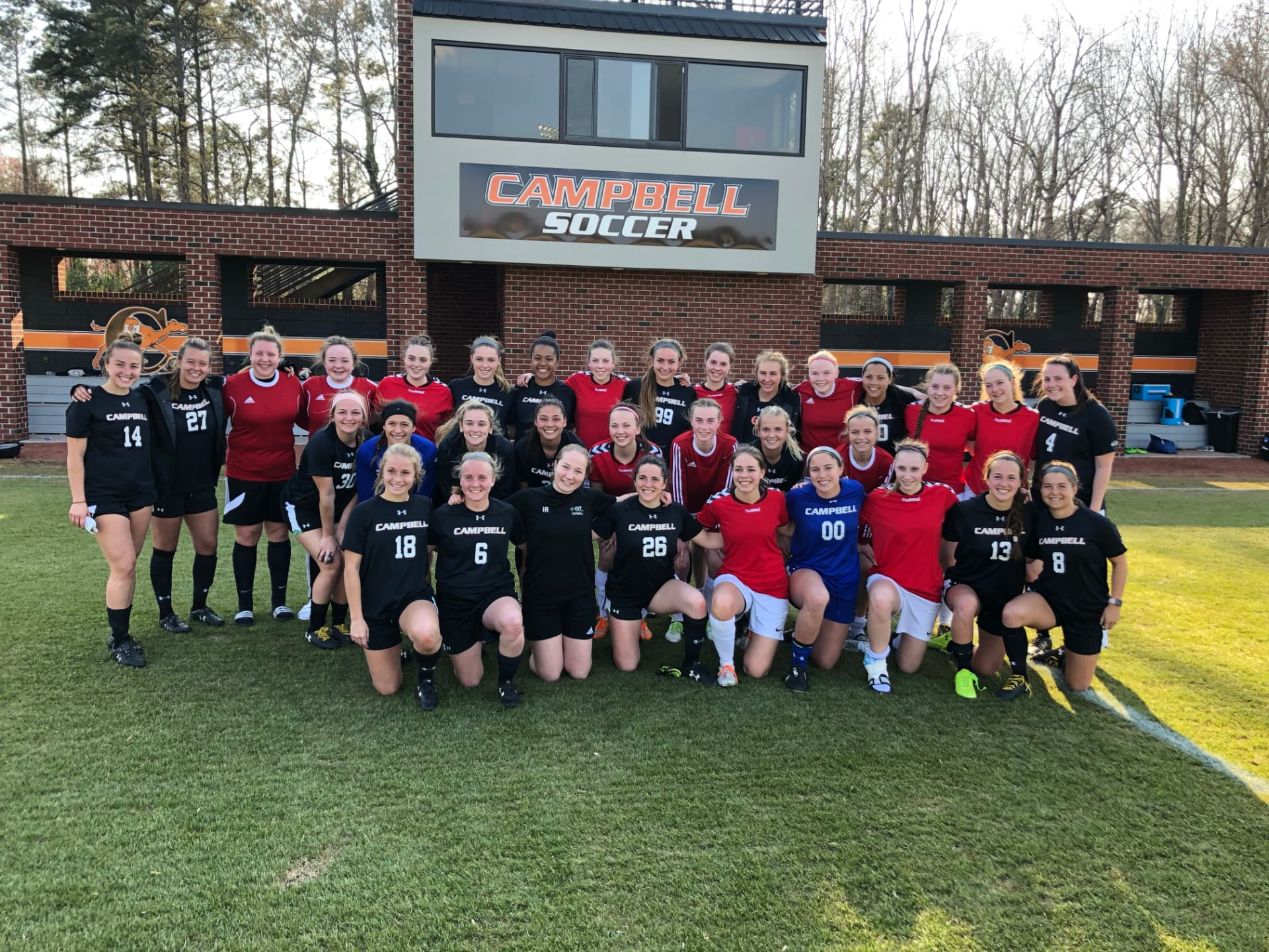 Stride USA players pictured at an NCAA college soccer venue in North Carolina